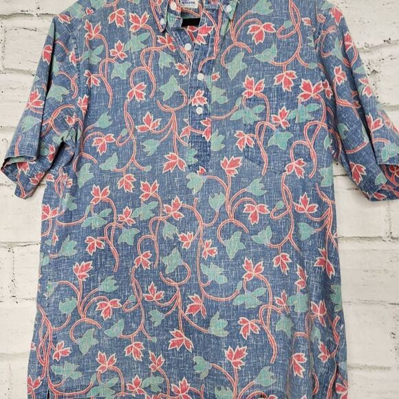 Reyn Spooner Men's Blue Chambray Short Sleeve Hawaiian Shirt Reverse Print XL - Picture 3 of 11